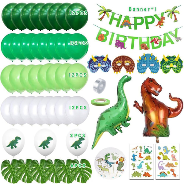 Dinosaur fødselsdag dekorationssæt, Happy Birthday Garland og stor dinosaur