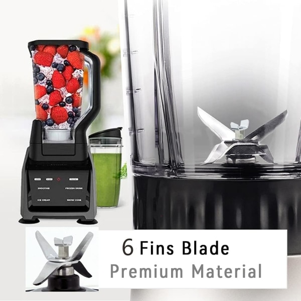 Blender-reservedele, 6-finnet Ninja Smoothie Blender-blad, passer til Ninja Blender-kop, ekstraktorbundblad Auto