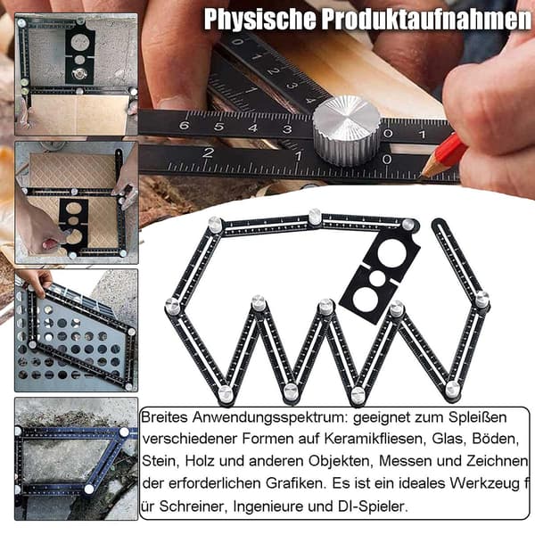 Skabelonværktøj - Vinkelskabelon - Multivinkelmåler - Aluminiumlegering -