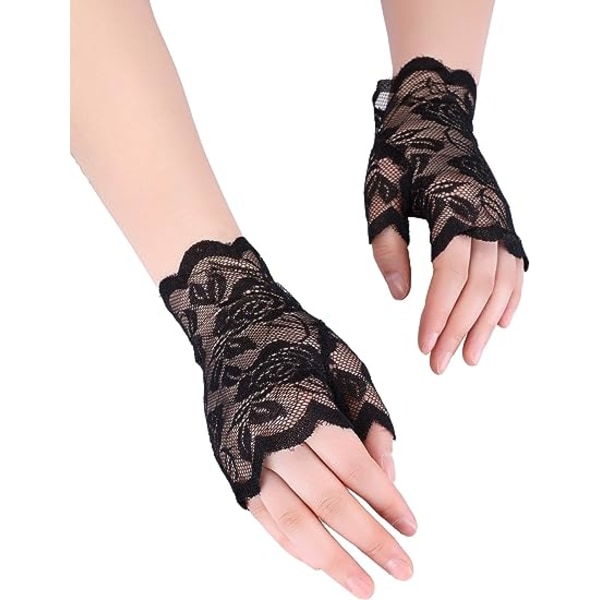 Auringonsuojakukka-pitsi lyhyet hansikkaat naisten sormettomat häähansikkaat