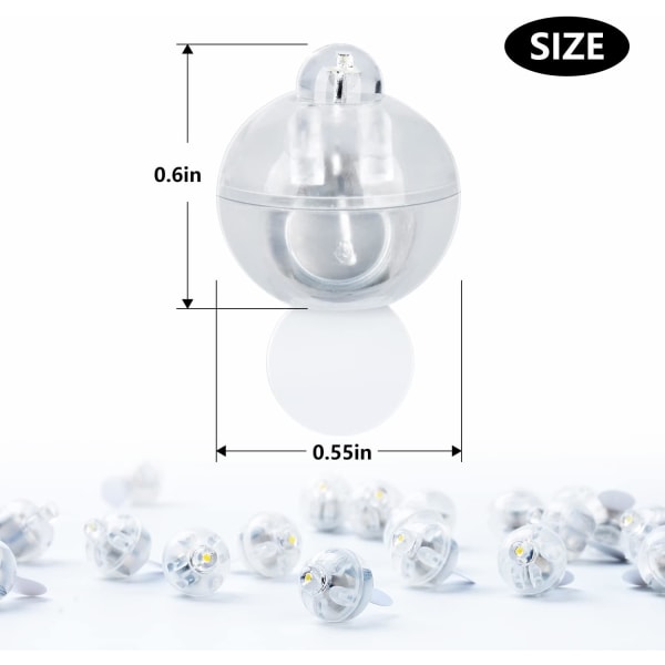 100 stk Mini Rund LED Ballonglys, Lang Standbytid Ballonglys