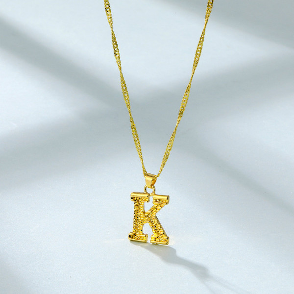 Halsband med initial i guldpläterat 14K för kvinnor och flickor