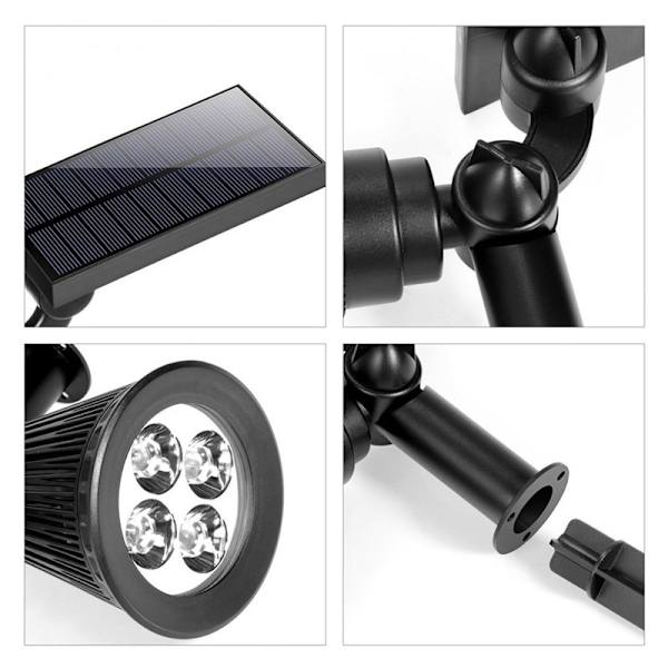 2 st, 4 LED solcellslampor, vattentät IP65, säkerhetslandskapsbelysning, färgglad