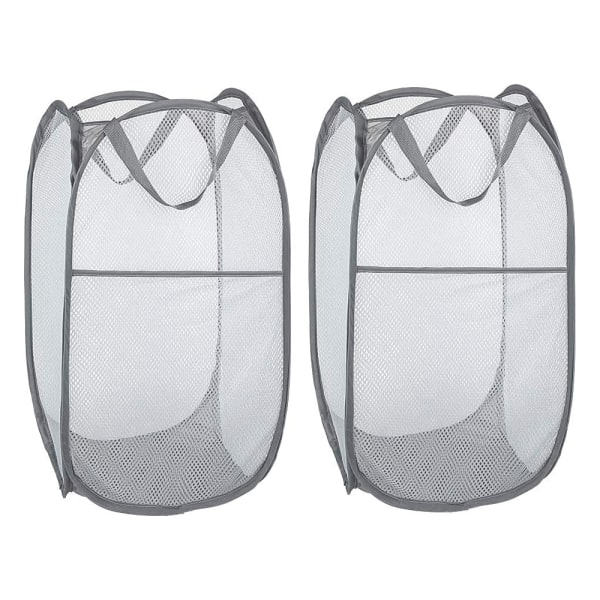 [2 Pack] Sammenleggbar Pop Up Mesh-vaskebokser Klesvaskpose kollapser