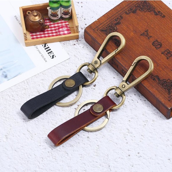 2st vintage kohud nyckelring metall nyckel hänge handledsögla läder