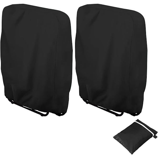 Fällbar solstolsöverdrag, 2 st trädgårdssolstolsöverdrag dammtät, vattentät, anti-UV, trädgårdsavslappningsöverdrag 210D Oxford, B71×H110cm (svart)