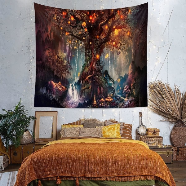 Tree of Life Wall Hanging, Psychedelic Tapestry Waterfall Under A