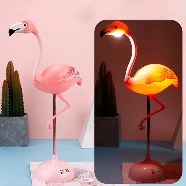 1 Flamingo-pöytälamppu, söpö vaaleanpunainen lamppu Kawaii-työpöydän lisävarusteet, 360