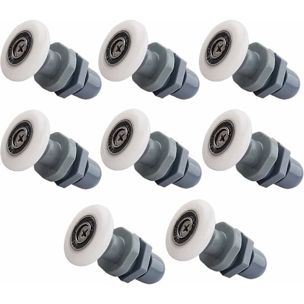 8 st rullhjul för duschdörr, 25 mm duschhjul, skjutdörrrullar, lämpliga för glasdörrar med en tjocklek på cirka 4-6 mm