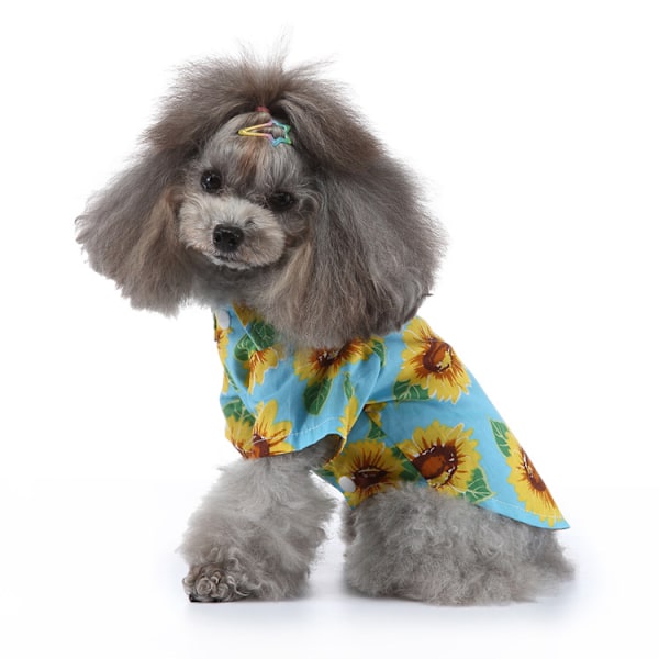 Pet Sommer T-skjorter Hawaii Stil Blomstrete Hund Skjorte Hawaiian Trykt Pet T-Sh