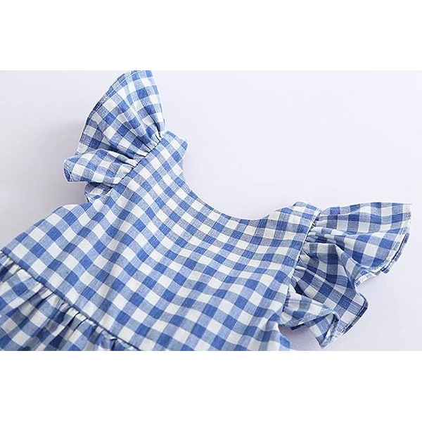 Baby Flickor Rutiga Klänning Volangärm Gingham Vår Sommarklänning