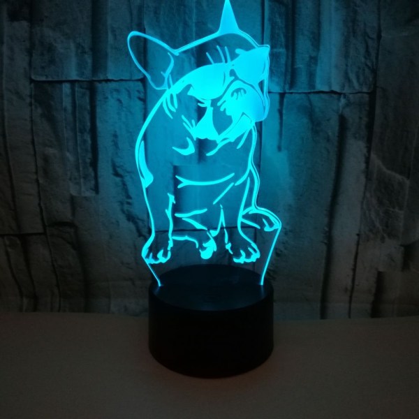 1st 3D LED-lampa med fjärrkontroll Hundlampa med 7 färger