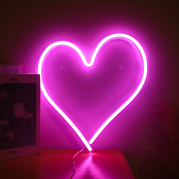 1pc LED Neonljusskylt Hjärta Nattljus Dekorativ skylt för bar
