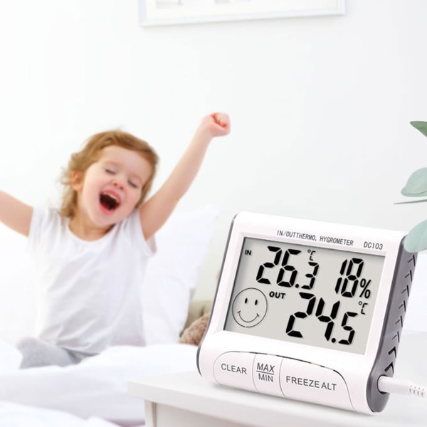 Termohygrometer, inomhusklimatkontroll med temperatur och h