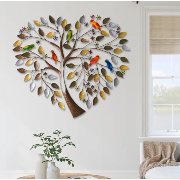 Familiens Livets Træ Hjerteformet Metal Vægkunst Hjemmeindretning