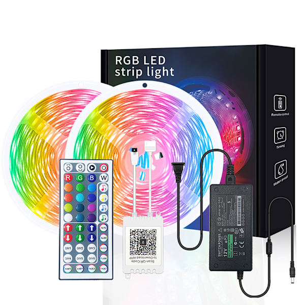 5m Bluetooth, Led sovrumsljus Multicolor RGB Led-remsa ljus med