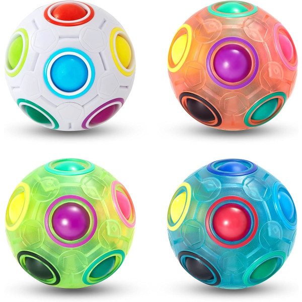 Magisk regnbågsboll, Fidget Ball Puzzle Game Rolig Decompression Magic Ball Brain Solver Barn, Tonåringar och Vuxna Fidget Toys - 4 Pack