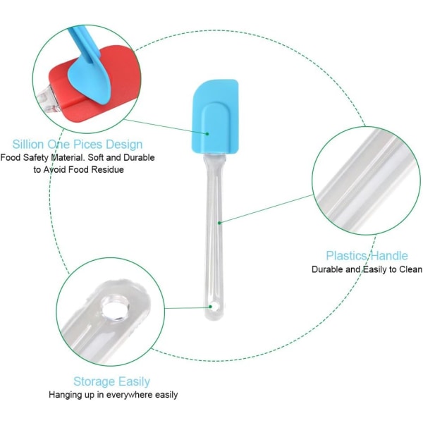 Silikondeigskrape, 4-delt silikonspatel, deigskrapesett med plasthåndtak, varmebestandig, non-stick, BPA-frie baketilbehør for matlaging, baking, kakedekorering, etc.