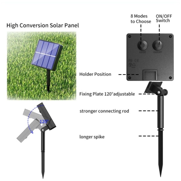 Solcellslampor för utomhusbruk – 10 m, 100 LED-lampor