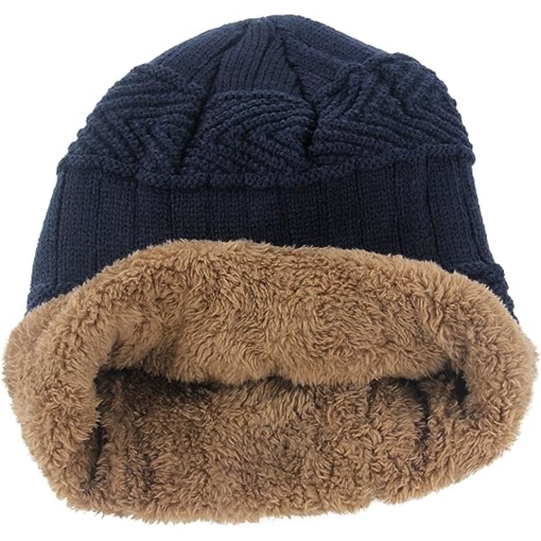 Kvinners tykk varm vinterlue Slouchy Skully Knit Beanie Navy