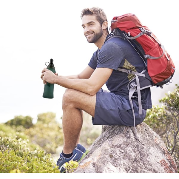 Mjuk Flask Löpvattenflaska Hydreringsficka Behållare Hopvikbar Vattenflaska Mjuk Flask Utomhus Sport Vattenflaska för Löpning Vandring Cykling Klättring 500ML Grön
