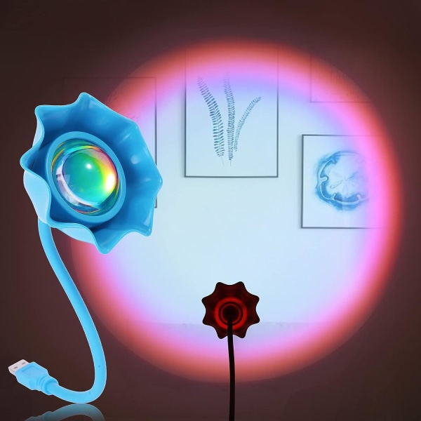 2 Pack Lotus Sunset Light + Blue Rainbow Light Projection, Romant