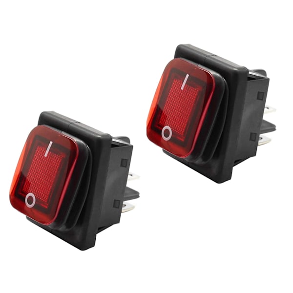 Rocker Switch [2st] På/Av Rocker Switch 4 Terminaler Rött Ljus 16A 250VAC