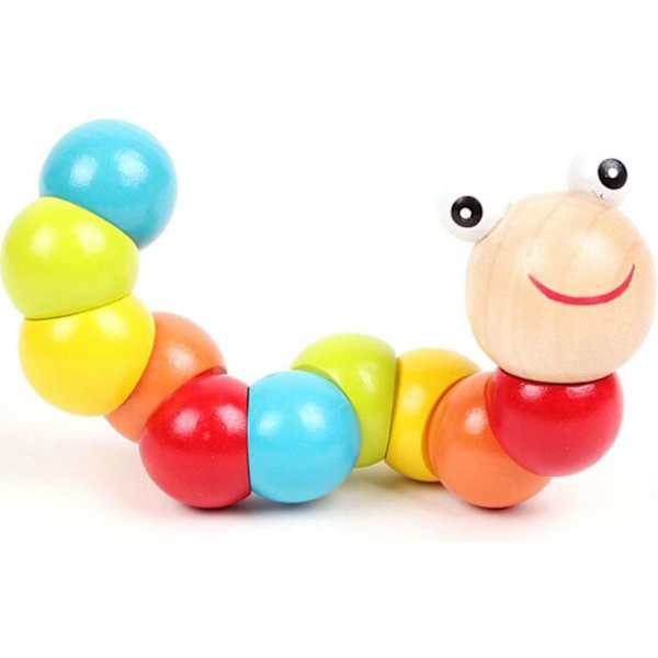 Träleksak för barn Småbarn Räkna Pärlblock Färgglad Vinglig Caterpillar