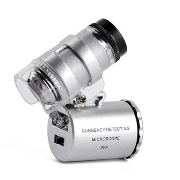 Mini metallmikroskop 60x håndholdt forstørrelsesglass med UV LED L
