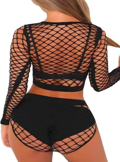 Kvinders Mesh Lingeri Fishnet Babydoll Mini Kjole Free Size Bodys