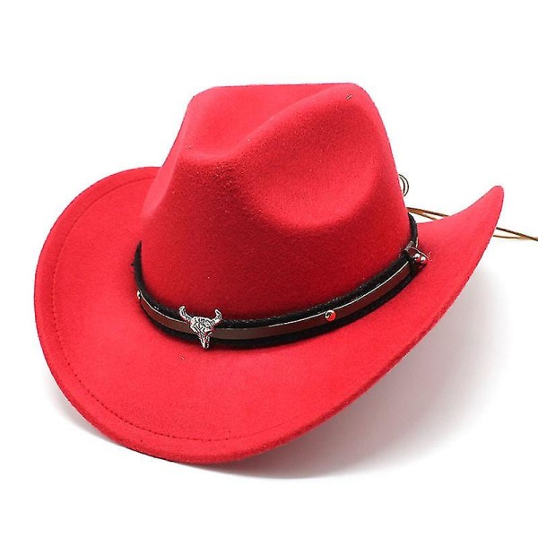 Western Cowboy Top Hat Rød Filt Hat