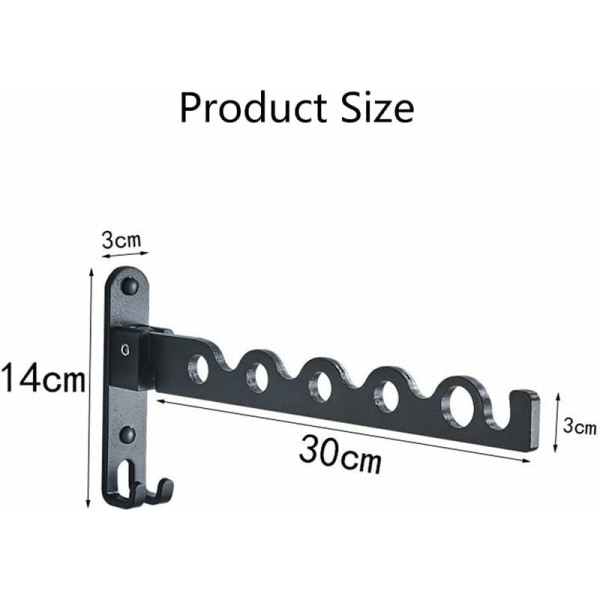 Väggmonterad klädhängare, väggmonterad torkställning, hopfällbar väggmonterad klädhängare, klädtorkställ, lämplig för badrum balkong tvättstuga garderob, (svart)