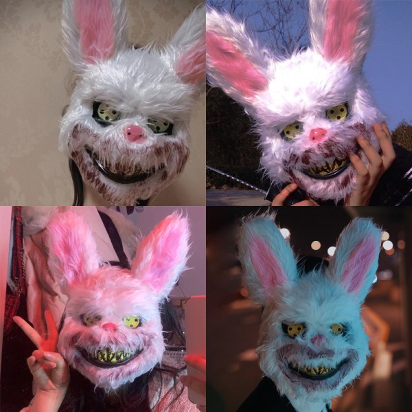 1 stk. Halloween Ondskab Blodig Kanin Maske Maskerade Hovedbeklædning Optræde