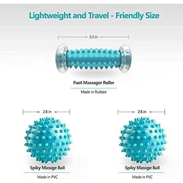 Jalkahieronta rulla ja piikikäs palloterapiasetti, manuaalinen jalkahieroja kantapääkipuun, kantapää- ja holvikaaren kipuun, liipaisupisteterapiaan, lihasten palautumiseen