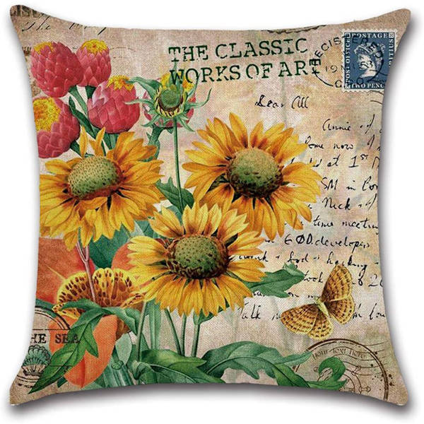 Set med 4 kuddfodral Abstrakt Geometriska Blommor Mönster 45 x 45