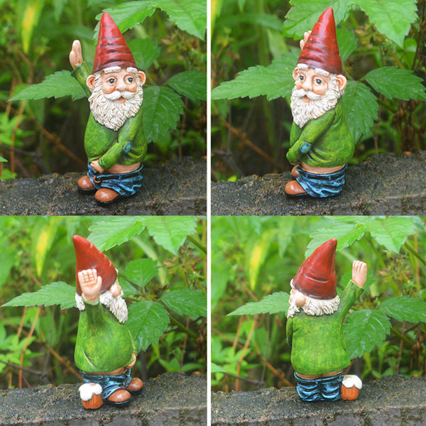 Naughty Garden Gnome Statue Funny Gnome Garden Decoration 15cm Ta