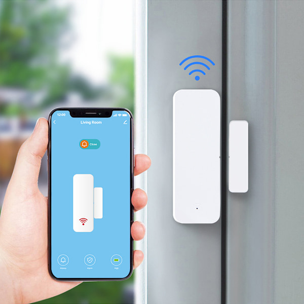 Trådlös WiFi Smart Fönster Dörr Sensor, Låg Energiförbrukning Hemlarm Fjärrkontroll