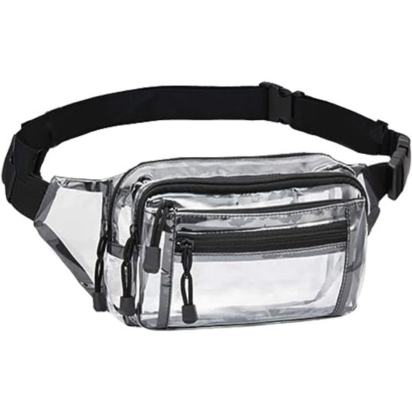 Genomskinlig Fanny Pack Stadium Godkänd Multifunktionell Midjeväska för Arbete, Resor och Sportevenemang