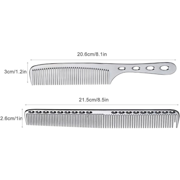 2 stk. Antistatisk rustfrit stål hårkam til frisør Barbe
