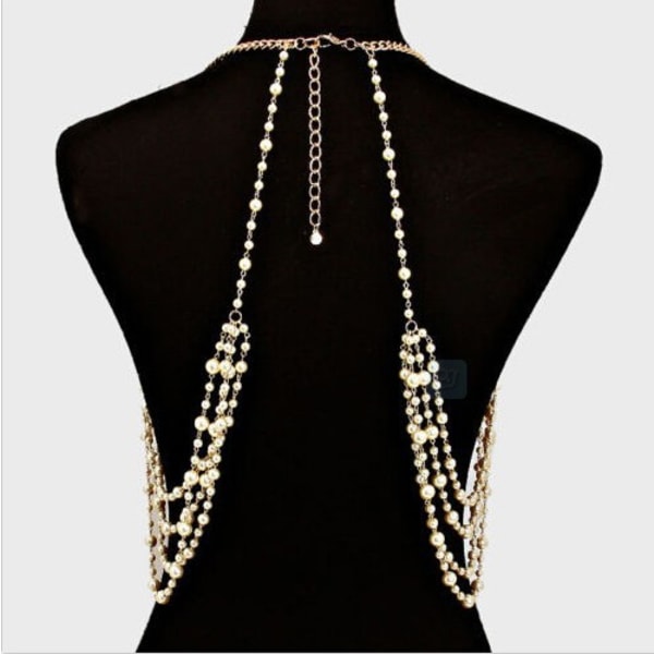 Women Sexy Pearl, Layered Tassel Body Chain, Necklace Bikini Beac