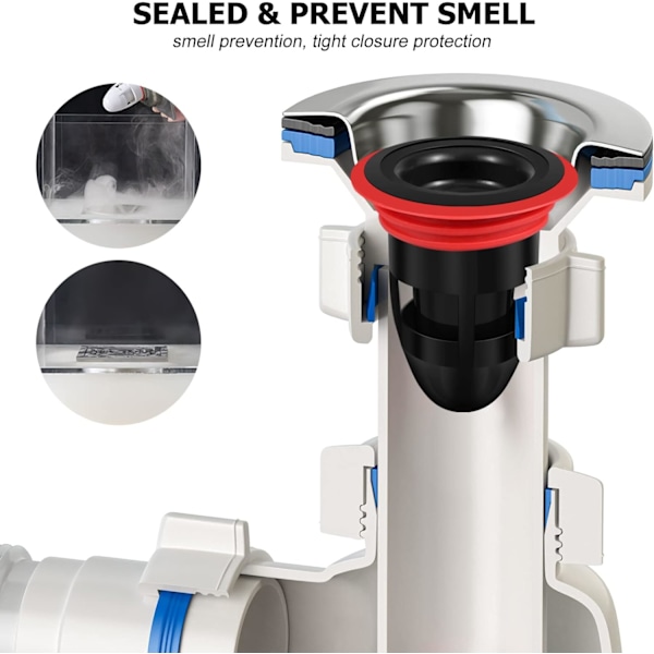 2 st duschgolvavlopp Backflow Preventer avloppskärna Anti-luktplugg för kök badrum 2,56x2,16x1,42 tum