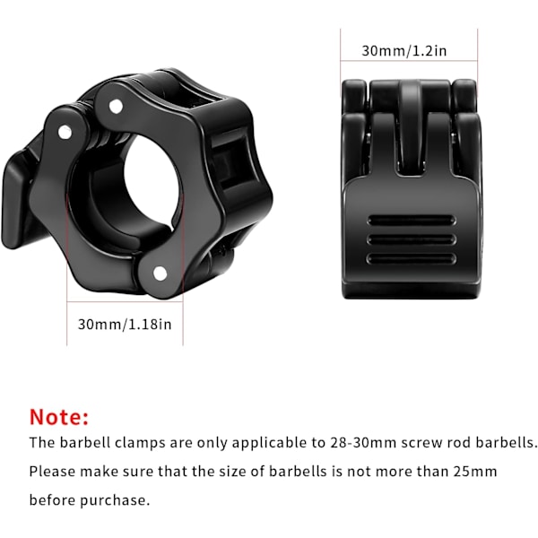 4 st Dumbbell Clamp Ring Collar, 30mm Dumbbell Clamps, Dumbbell Collar Clips, Barbell Collar Locking Ring Release Dumbbell Lock Clamp Lock Barbell Collar
