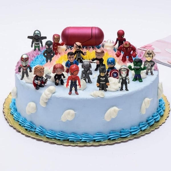 20-delad superhjälte-tårtdekoration, superhjältefigurer, miniatyrfigurer
