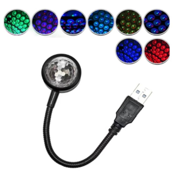 Mini romantisk USB LED interiør billygte med 4 farver og 9 tilstande