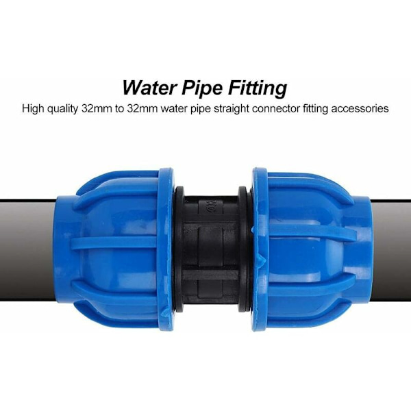 4 st PE-plast raka kopplingar 32 mm till 32 mm vattenrör adapter