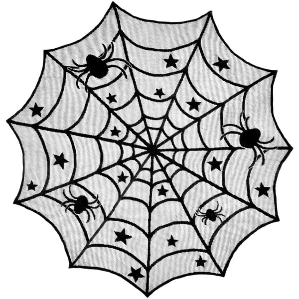 Halloween Set Ghost Festival Spets Spider Web Svart Spets Rund Spi