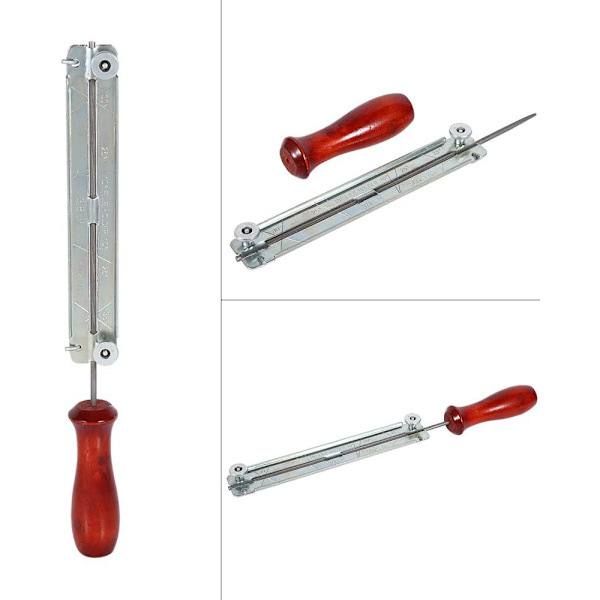Stålkjedjeslipningssåg Set med runda filer Gauge Rund kedjesågsfilhandtag Kedjeslipare med trähandtag 4mm