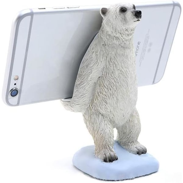 Isbjørn telefonholder til skrivebord, søde dyr smartphone Mount Hol