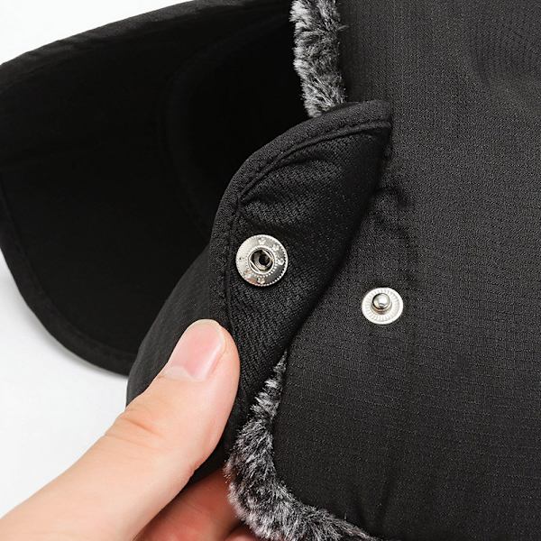 Vinter 3 i 1 Termisk Pälsfodrad Trapper Mössa med Öronklaff Full Face Warmer