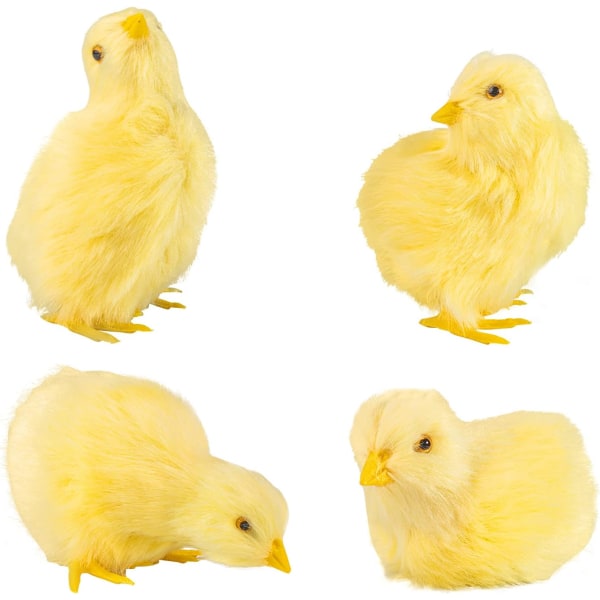 4 st Simulerad plysch Little Chick Figurine Realistisk Furry Chick